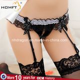 Frilly Lace Crotchless Suspender Belts for Women Pearl Massage Garters Sexy Girls Garter Belt Lingerie