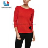3/4 Sleeve Viscose Knitted Pullover with Embroider