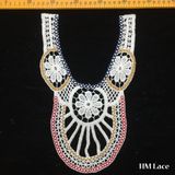 20*32cm Lovely Colored Cotton Crochet Neckline Trimming Lace Soft Thick Embroidery Fringe with Flowers and Nets for Lady Blouse Accessories Trim Lace Hm208