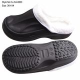 Warm Black Man EVA Clogs, Fur Lining Anti-Slip Fashion Clog Stock Slipper