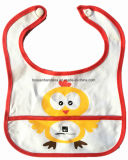 China Factory Produce Custom Design Print Cartoon Red Piping Cotton Knit Terry Baby Bib