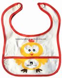 China Factory Produce Custom Design Print Cartoon Red Piping Cotton Knit Terry Baby Bib