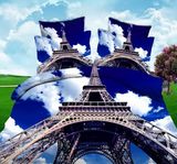 Eiffel Tower 3D Planel Printing Fabric for Bedsheet