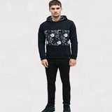 Machine Wash Worland Mesh Floral Hoodie in Black