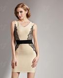 Ladies Evening Dress with Sleeveless Sexy V-Neck Party Dress