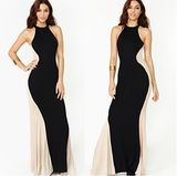 Sexy Strapless Splicing Black Womens Maxi Wedding Dress 2015