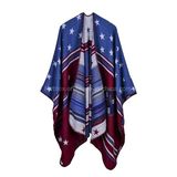 100% Acrylic Fashion Star Jacquard Winter Cape / Shawl (H12)