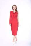 European Irregular Slit Style Sexy Night Dress for Women Knitted Sweater Long Dress