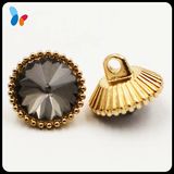 Rhinestone Decoration Metal Alloy Shank Button for Women Coat