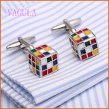 VAGULA Fashion Magic Cube Silver Plated Shirt Cuff Links