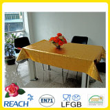 Metal PVC Tablecloth Overlay with Gold and Emboss Design in Roll Factory