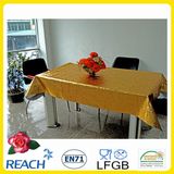 Metal PVC Tablecloth Overlay with Gold and Emboss Design in Roll Factory