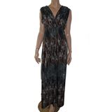 Peacock Print DTY Maxi Dress