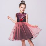 Little Girls' Sequin Mesh Flower Ball Gown Party Wedding Tulle Ruffle Dress