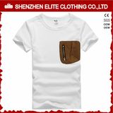 Hot Selling White Plain Cotton T Shirts with Pocket (ELTMTI-24)