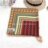 Lady Fashion Square Scarf with Tassel Printed Twill Cotton Shawl