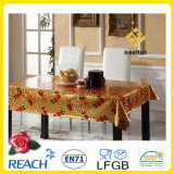 Vinyl Plastic Table Cover with Golden Overlay