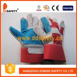 Ddsafety 2017 Reinforced Blue Leather Palm Red Cotton Back Gloves