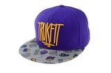 Purple 6 Panels Embroidery Cotton Twill Flat Brim Snapback Cap