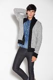 Fashion Lapel Knitting Men Cardigan with Button