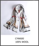 100% Wool  Fashion Colorful Printed Oblong Scarf