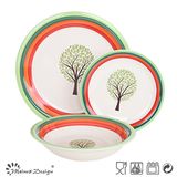 18PCS Handpainted and Silk Screen Ceramic Dinner Set