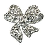 Fashion Silver Plated Rhinestone Bow Design Lady Brooch