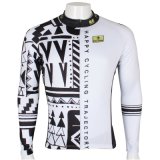 Cool Geomatic Stripe Happy Cycling Jersey White&Black