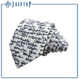 Classic White Black Screen Printing Necktie