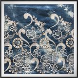 Tie-Dyed Woven Denim Fabric Polyester Eyelet Embroidery Lace