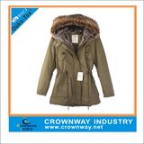 Custom Fur Khaki Parka Jacket for Ladies