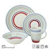 20PCS Ceramic Dinner Set Hand Painted Color Circles Design