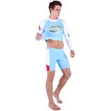 White and Blue Wetsuit&Lycra Fabric Swimsuit