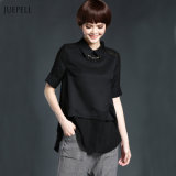 New Fashion Chiffon Lady T-Shirt with Middle Sleeves for Summer