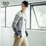 50%Modal 50%Cotton Striped Man Open Cardigan