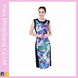 2016 Printed Silk Floral Women Casual One Oiece Dress Fabric in Floral Dress