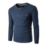 Men's Long Sleeve Casual Slim Fit Plain Button Solid Blouse T-Shirts