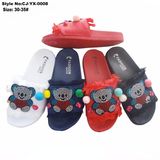 Fancy Cool Design Girl Slipper with Cartoon Bear Fabric Upper