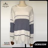 Women Open Knit Distressed Striped Knitwear