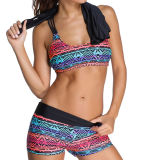 Women Multicolor Sports Bra Tankini Swim Suit Swimwear