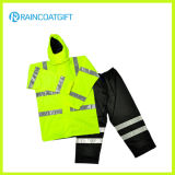 PVC/Polyester/PVC Waterproof Men's Safety Rainwear with Reflective