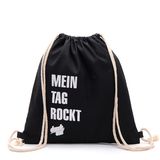 Black Cotton Canvas Drawstring Bag