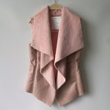 Foil Pink Suede Vest with Faux Fur Lining