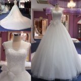 Long Train Beading Bow Ball Wedding Dress Bridal Gown