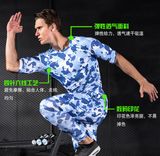 Men's Running Training Sports Camouflage Fitness Suit Speed Dry Stretch Compression Garment T-Shirt Gym Shirt Short Sleeves.