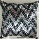 Sequin Embroidery Cushion V Lines Decorative Pillow (XPL-05)