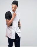Men's Slim Super Longline Shirt with Cut and Sew