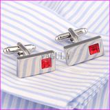 Fashion Red Diamond Silver Plating Copper Cuff Link