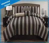 5 Piece Wide Brown Stripe Polyester Comforter Set
