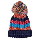 Fashion Multi Color Laides Knitted Pompom Warm Beanie Hat